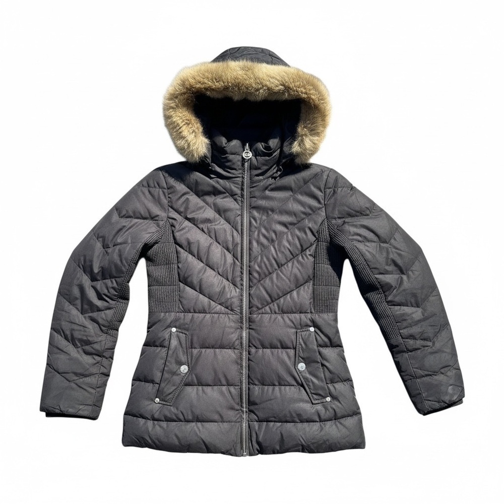 Michael Kors Women’s Down Puffer Coat Faux Fur Trim hooded